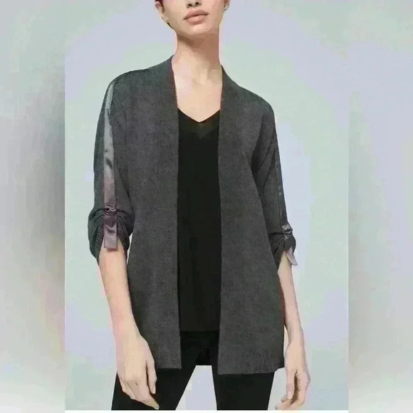White House Black Market Ball Chain Satin Trim Coverup Size Small Grey - Picture 1 of 10